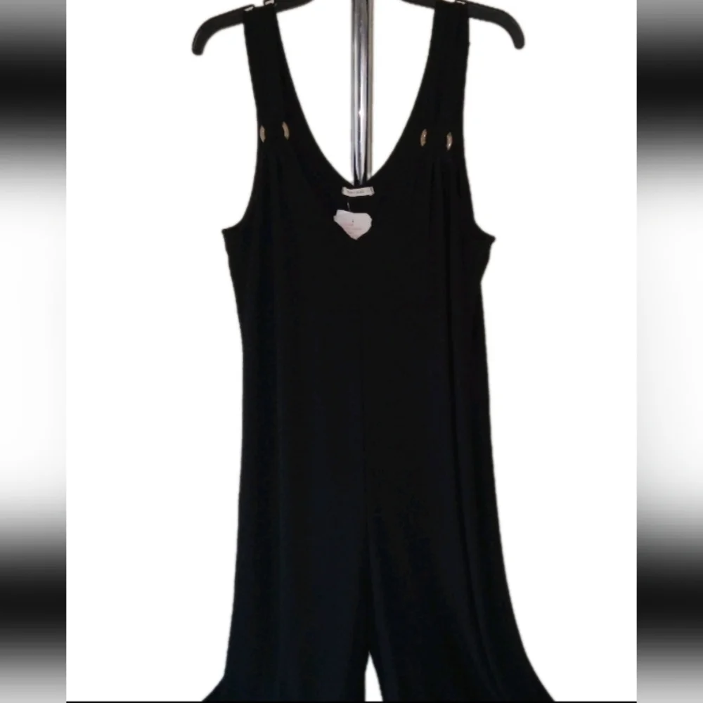 Nwt MARFINNO Black Textured Viscose Jumpsuit Italy Medium - Picture 2 of 9